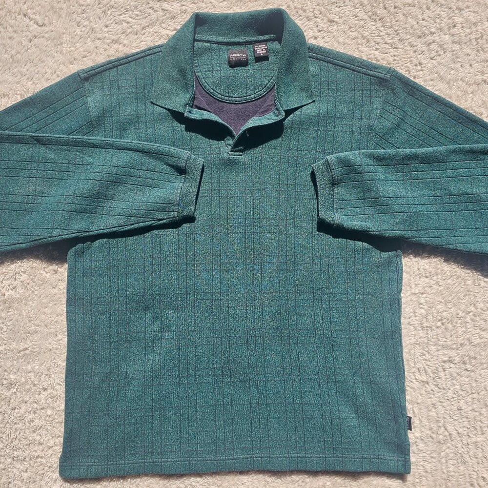 Arrow Polo Sweater Men's Large Long Sleeve Green